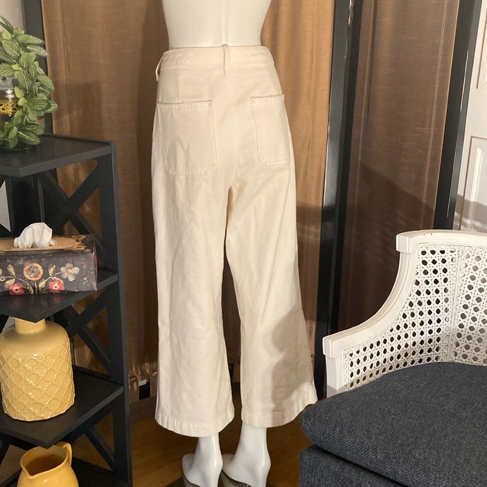 Cream Wide Leg Denim Jeans - Picture 5 of 7